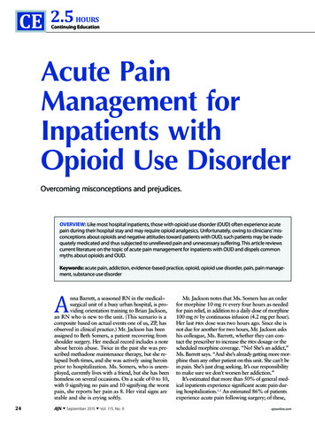 Continuing Education Acute Pain Management For Inpatients .
