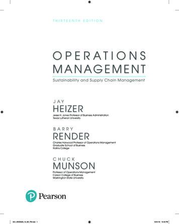 OPERATIONS MANAGEMENT - Pearson