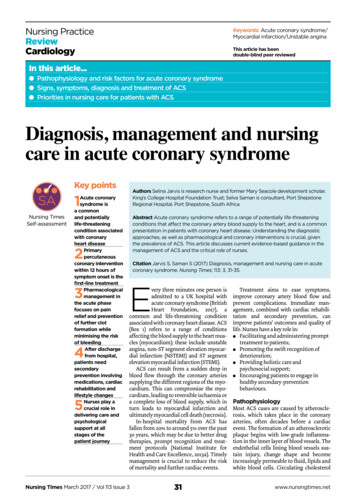 Diagnosis, Management And Nursing Care In Acute Coronary .