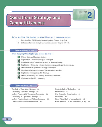 CHAPTER Operations Strategy And Competitiveness