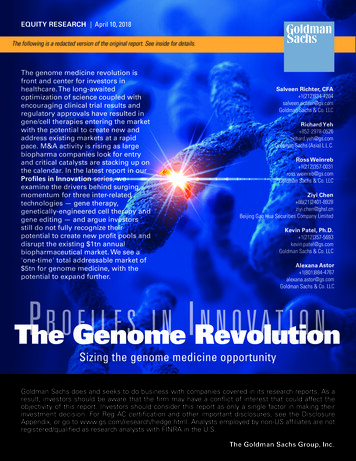 The Genome Revolution ROFILES IN NNOVATION