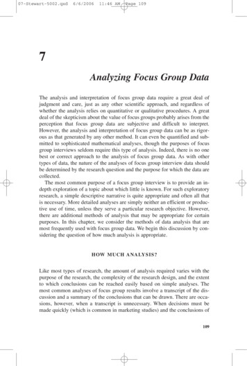 Analyzing Focus Group Data - SAGE Pub