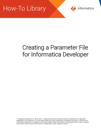 For Informatica Developer Creating A Parameter File