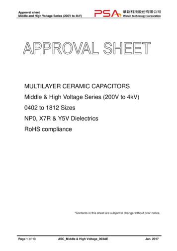 MULTILAYER CERAMIC CAPACITORS Middle & High Voltage Series .