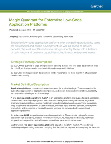 Magic Quadrant For Enterprise Low-Code Application Platforms