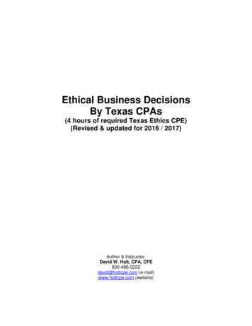 Ethical Business Decisions By Texas CPAs