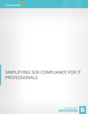 SIMPLIFYING SOX COMPLIANCE FOR IT PROFESSIONALS