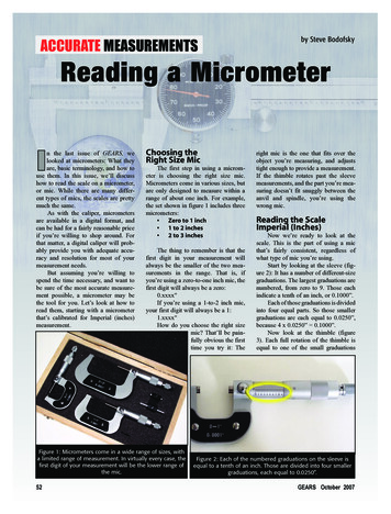 ACCURATE MEASUREMENTS Reading A Micrometer