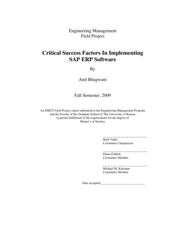 Critical Success Factors In Implementing SAP ERP Software