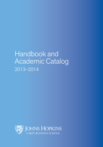 Handbook And Academic Catalog - Johns Hopkins MBA .