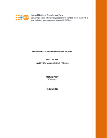 AUDIT OF THE INVENTORY MANAGEMENT PROCESS FINAL REPORT