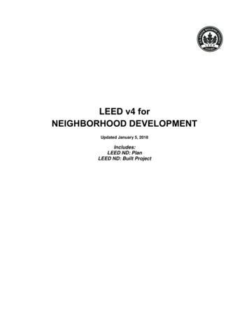 LEED V4 For NEIGHBORHOOD DEVELOPMENT - Healthy Places Index