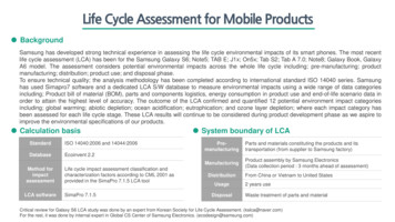 Life Cycle Assessment For Mobile Products - Samsung Us