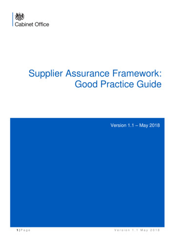 Supplier Assurance Framework: Good Practice Guide