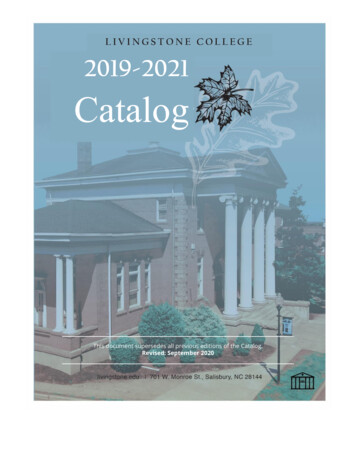 LIVINGSTONE COLLEGE 2019-2021 Catalog