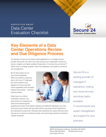 Evaluation Checklist Key Elements Of A Data Center .