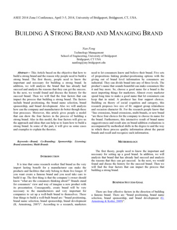 BUILDING A STRONG BRAND AND MANAGING BRAND