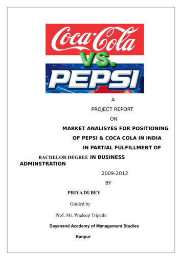 MARKET ANALISYES FOR POSITIONING OF PEPSI & COCA COLA 