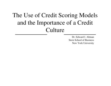The Use Of Credit Scoring Models And The Importance Of A .