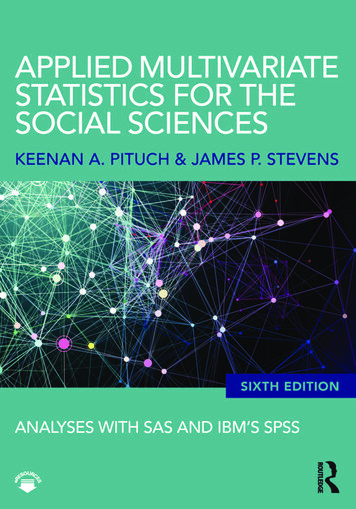 APPLIED MULTIVARIATE STATISTICS FOR THE SOCIAL SCIENCES