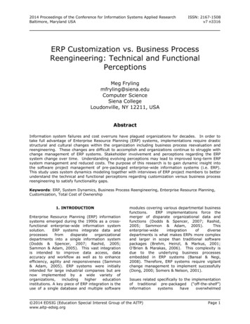 ERP Customization Vs. Business Process Reengineering .