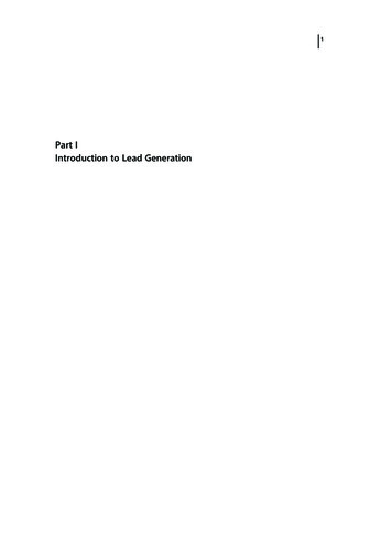Part I Introduction To Lead Generation - Wiley-VCH