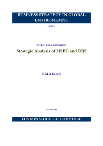 MBA 2 COURSE WORK ASSIGNMENT Strategic Analysis Of HSBC .