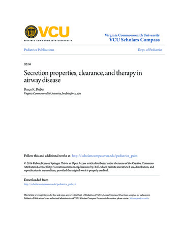 Secretion Properties, Clearance, And Therapy In Airway Disease