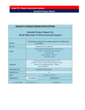 SOLAR PV POWER GENERATION SYSTEM Detailed Project Report .