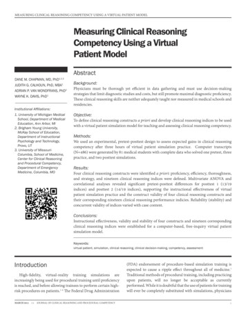 Measuring Clinical Reasoning Competency Using A Virtual .