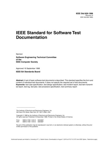 IEEE Standard For Software Test Documentation - IEEE Std .