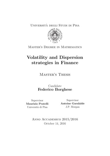 Volatility And Dispersion Strategies In Finance