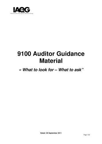 9100 Auditor Guidance Material - SAE
