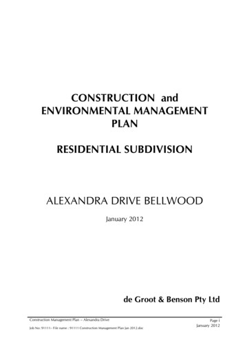 CONSTRUCTION And ENVIRONMENTAL MANAGEMENT PLAN 