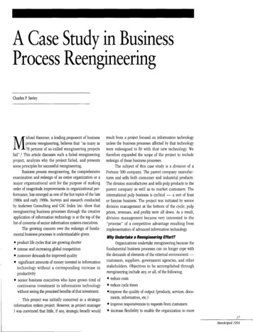 ACase Study In Business Process Reengineering