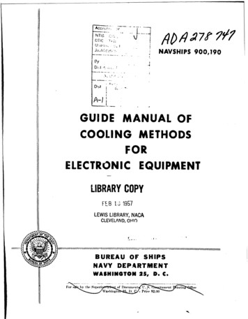 GUIDE MANUAL COOLING METHODS FOR ELECTRONIC EQUIPMENT .