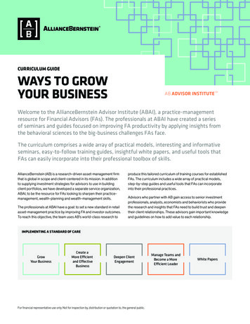 CURRICULUM GUIDE WAYS TO GROW YOUR BUSINESS AB 