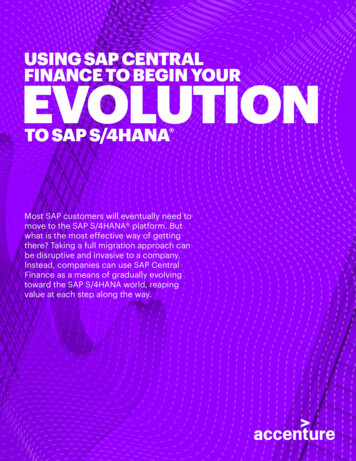 USING SAP CENTRAL FINANCE TO BEGIN YOUR EVOLUTION