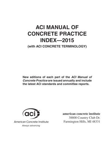 ACI MANUAL OF CONCRETE PRACTICE INDEX—2015