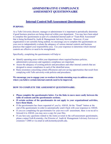 INTERNAL CONTROL QUESTIONNAIRE - Tufts University