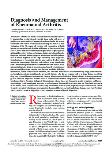 Diagnosis And Management Of Rheumatoid Arthritis .