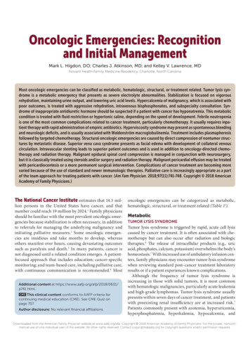 Oncologic Emergencies: Recognition And Initial Management