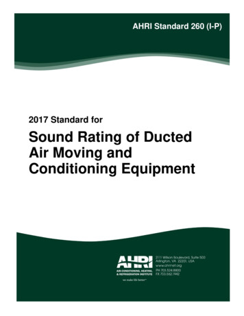 2017 Standard For Sound Rating Of Ducted Air Moving And .