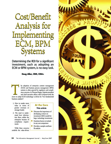 Cost/Benefit Analysis For Implementing ECM, BPM SSystemsystems