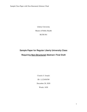 Sample Paper For Regular Liberty University Class .