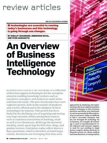 An Overview Of Business Intelligence Technology