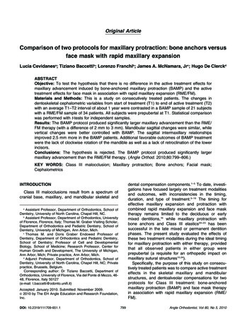 Comparison Of Two Protocols For Maxillary Protraction .