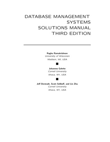 DATABASE MANAGEMENT SYSTEMS SOLUTIONS MANUAL THIRD 