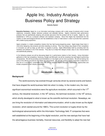 Apple Inc. Industry Analysis - Business Policy And Strategy
