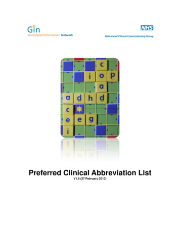 Preferred Clinical Abbreviation List